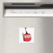 Rode retro skilift skiën illustratie magneet (Insitu (Vaatwasser))