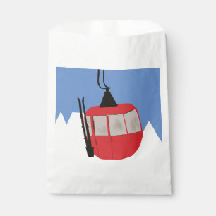 Rode Retro Skilift Sneeuwberg Skiërs Bedankzakje