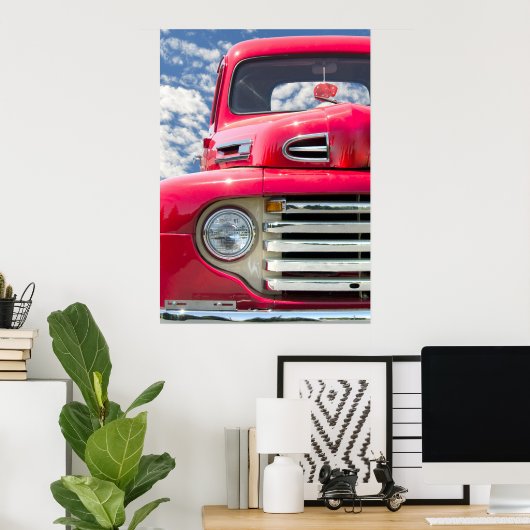 rode retro truck met dop poster (Thuiskantoor)