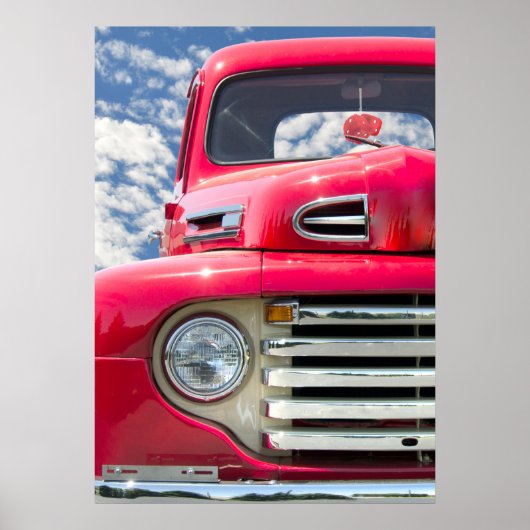 rode retro truck met dop poster (Voorkant)
