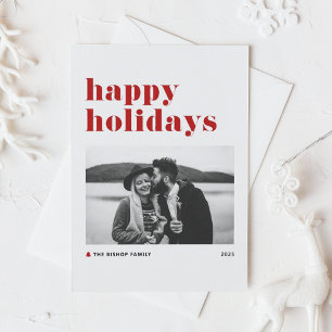 Rode Retro Vetgedrukte Typografie Foto Prettig Ker Feestdagenkaart