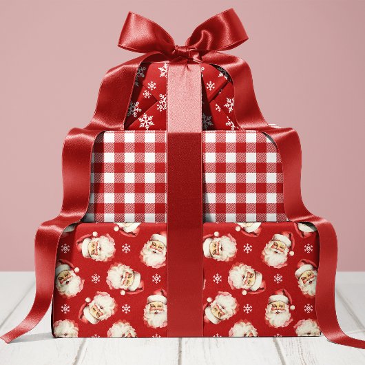 Rode Retro Vintage Kerstman Inpakpapier Vel