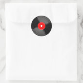 Rode Retro Vinylplaat Feeststickers Ronde Sticker (Tas)