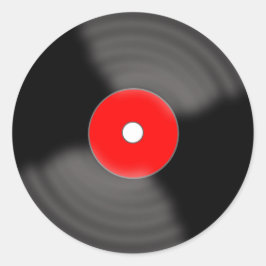 Rode Retro Vinylplaat Feeststickers Ronde Sticker