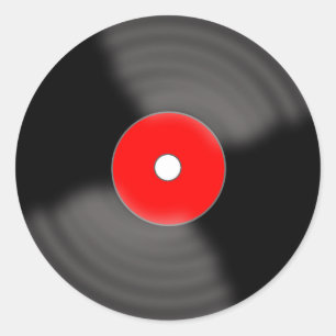 Rode Retro Vinylplaat Feeststickers Ronde Sticker