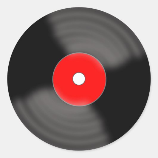 Rode Retro Vinylplaat Feeststickers Ronde Sticker (Voorkant)