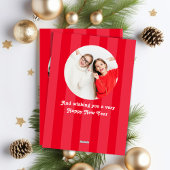 Rode Retro Vrolijk Kerstfeest 2 Foto Feestdagenkaart
