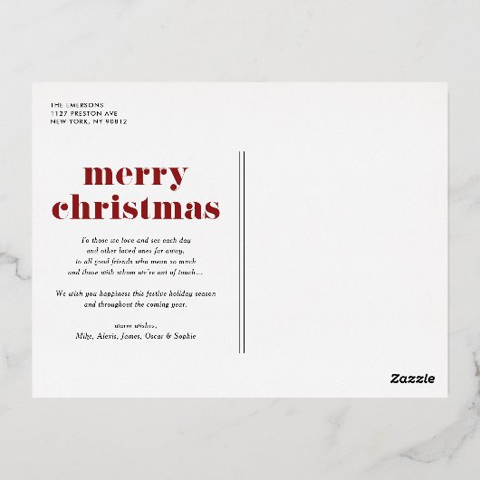 Rode Retro Vrolijk Kerstfeest Fotocollage Folie Feestdagen Briefkaart (Achterkant)