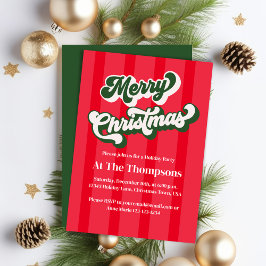 Rode Retro Vrolijk Kerstfeest Kaart