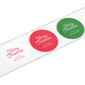 RODE RETRO VROLIJKE KERSTTYPOGRAFIE OP WIT RONDE STICKER