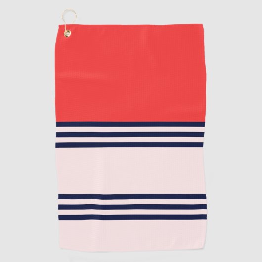 Rode Retrostripes Golfhanddoek (Voorkant)