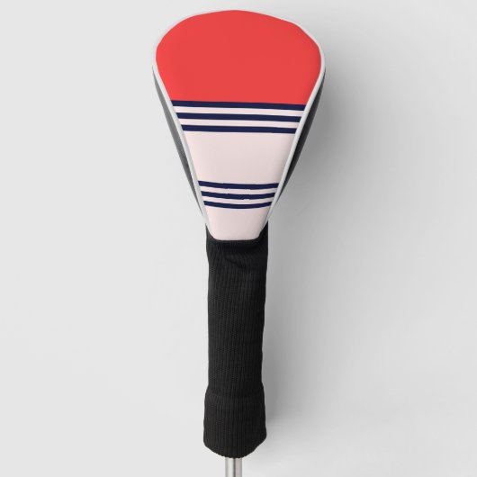 Rode Retrostripes Golfheadcover (Voorkant)