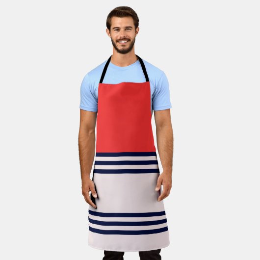 Rode Retrostripes Schort (Gedragen)