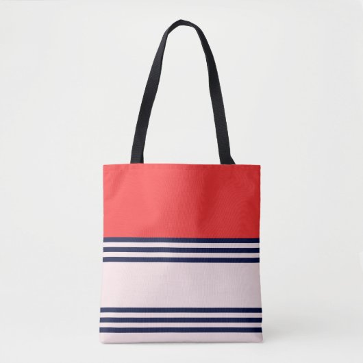 Rode Retrostripes Tote Bag (Voorkant)