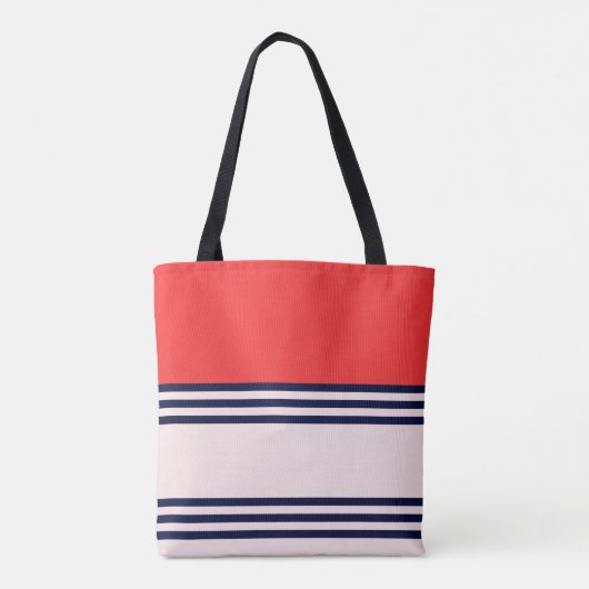 Rode Retrostripes Tote Bag (Achterkant)