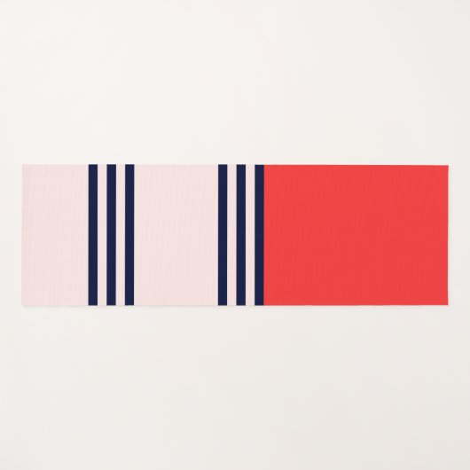 Rode Retrostripes Yogamat (Voorkant (horizontaal))