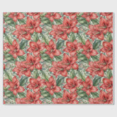 Rode Reuzen Amaryllis Kerst Cadeaupapier (Vlak)