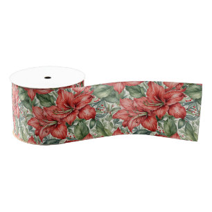 Rode Reuzen Amaryllis Kerst Grosgrain Lint