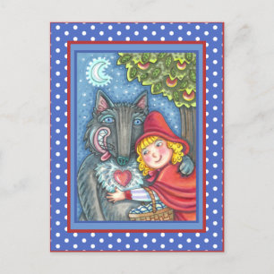 RODE RIDING HOOD, WOLVES HEBBEN HUGS TE VALENTIJN FEESTDAGENKAART