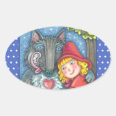 RODE RIDING HOOD, WOLVES HEBBEN HUGS TE VALENTIJN  OVALE STICKER (Voorkant)