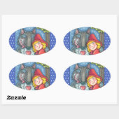 RODE RIDING HOOD, WOLVES HEBBEN HUGS TE VALENTIJN  OVALE STICKER (Vel)