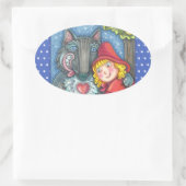 RODE RIDING HOOD, WOLVES HEBBEN HUGS TE VALENTIJN  OVALE STICKER (Tas)