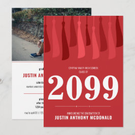 Rode rij Tassels Foto Afstuderen Invitation Kaart