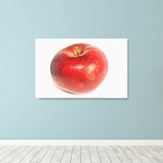 Rode rijpe appel geïllustreerde kunst canvas afdruk (Insitu (Houten vloer))