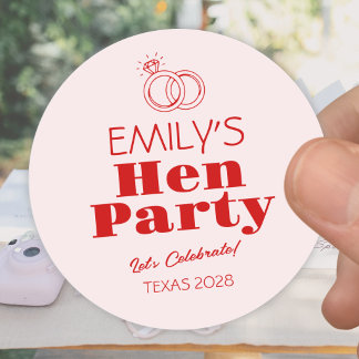 Rode Ringen Hen Party Ronde Sticker