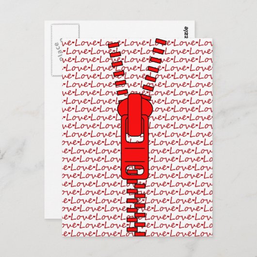 Rode rits met liefde briefkaart (Voorkant / Achterkant)