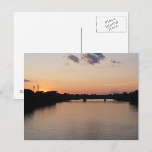 Rode rivier op het Briefkaart van Sunset (Voorkant / Achterkant)