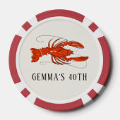 Rode Rivierkreeft Kookpot Zeevruchten Persoonlijk Poker Chips (Achterkant)