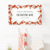 Rode rivierkreeft kookt zeevruchten verjaardagsfee spandoek (Insitu)