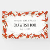 Rode rivierkreeft kookt zeevruchten verjaardagsfee spandoek (Horizontaal)