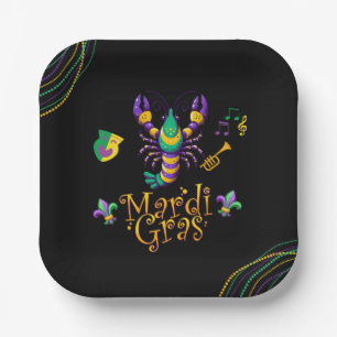 Rode rivierkreeft/trompet/masker/fleur de lis Mard Papieren Bordje