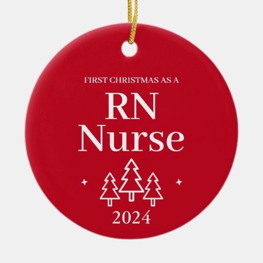 Rode RN Verpleegster Eerste Kerstmis Keramisch Ornament (Voorkant)