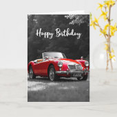Rode Roadster Verjaardagskaart Kaart (Gele Bloem)