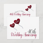 Rode Robijn 40ste huwelijksverjaardag heteluchtbal Informatiekaartje (Voorkant / Achterkant)