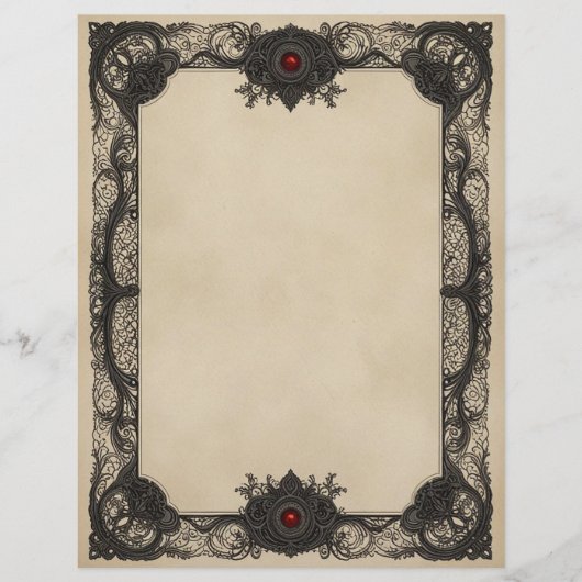 Rode Robijn Gothisch Briefpapier Briefhoofd (Voorkant)