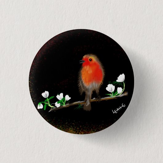 Rode Robin-badges en -pennen, originele kunstteken Ronde Button 3,2 Cm (Voorkant)