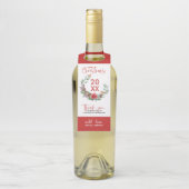 Rode Robin & Bloemen Kerstkrans Flessenhanger (Op fles)