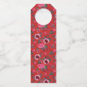 Rode Robin & Bloemen Kerstkrans Flessenhanger (Achterkant)