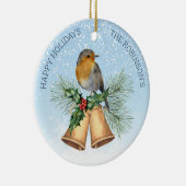 Rode robin, heilige kerstklokken keramisch ornament (Rechts)