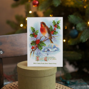 Rode Robin Kerst Holly  Groet Tekst Kaart