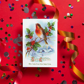 Rode Robin Kerst Holly  Groet Tekst Kaart
