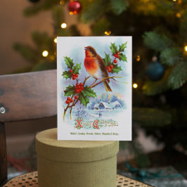 Rode Robin Kerst Holly  Groet Tekst Kaart