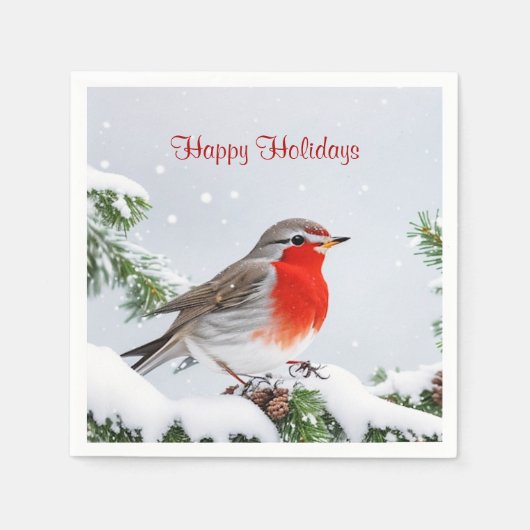 Rode Robin Kerstmis Papieren Servet (Voorkant)