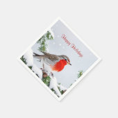 Rode Robin Kerstmis Papieren Servet (Hoek)