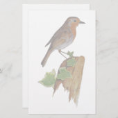 Rode robin op houten post briefpapier (Voorkant / Achterkant)