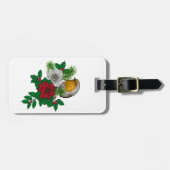 Rode robin op kerstversiering bagagelabel (Voorkant horizontaal)